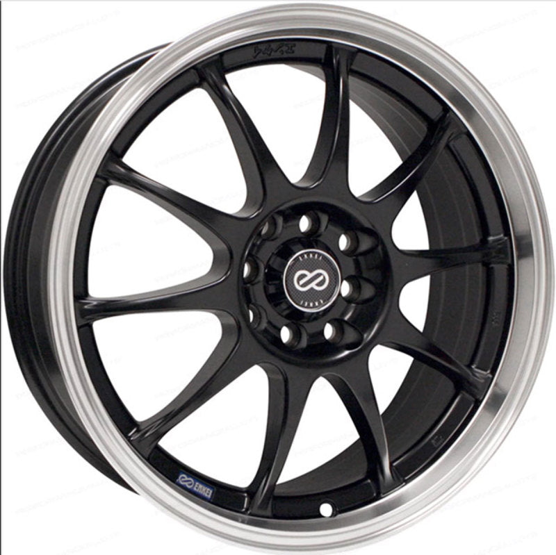 Enkei J10 16x7 5x108/115 38mm Offset 72.62mm Bore Dia Matte Black w/ Machined Lip Wheel