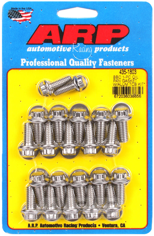 ARP BB Chevy1-pc Oil Pan Gasket w/ Alum Timing Cover 12pt Bolt Kit-thumbmail-1