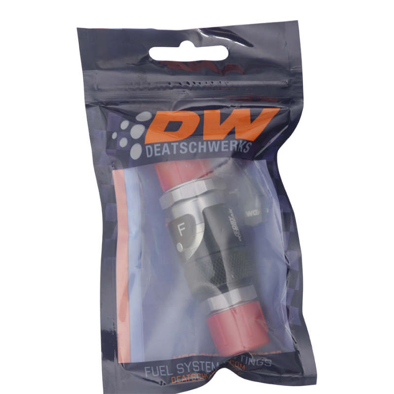 DeatschWerks 10AN Male Flare Quick Disconnect Dry Break Fitting - 2 Pieces Anodized Matte Black-thumbmail-2