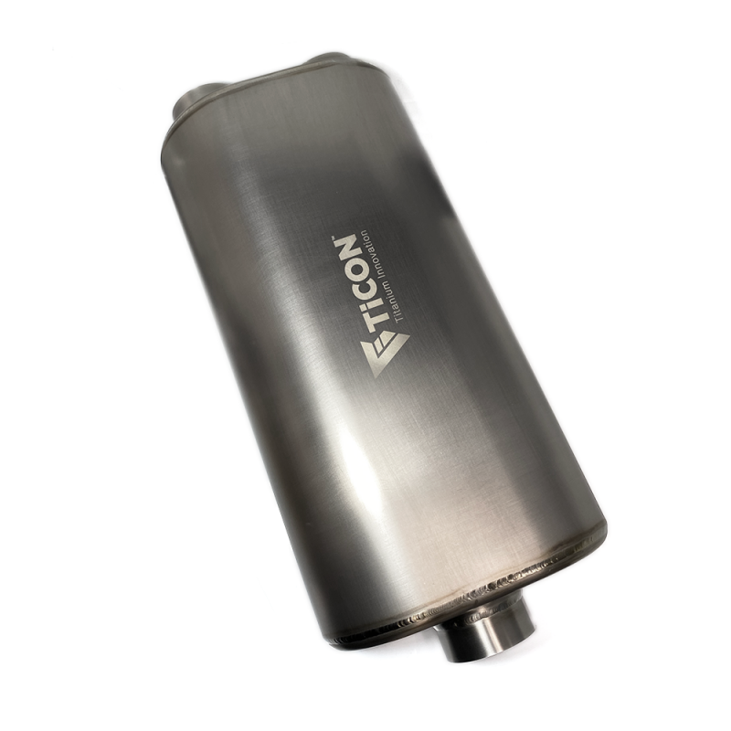 Ticon Industries 17in Overall Length 2.5in Oval Titanium Muffler - 2.5in Center In/Dual Outlet-thumbmail-1