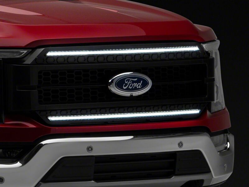 Raxiom 21-23 Ford F-150/ Exc.Raptor CXR Series LED Upper Replacement Grille with White DRL- Black-thumbmail-2