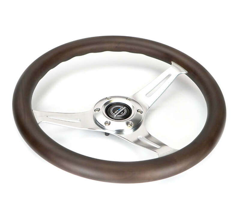 NRG Classic Wood Grain Wheel - 350mm 3 Chrome Silver Spokes Oak Color Wood-thumbmail-2