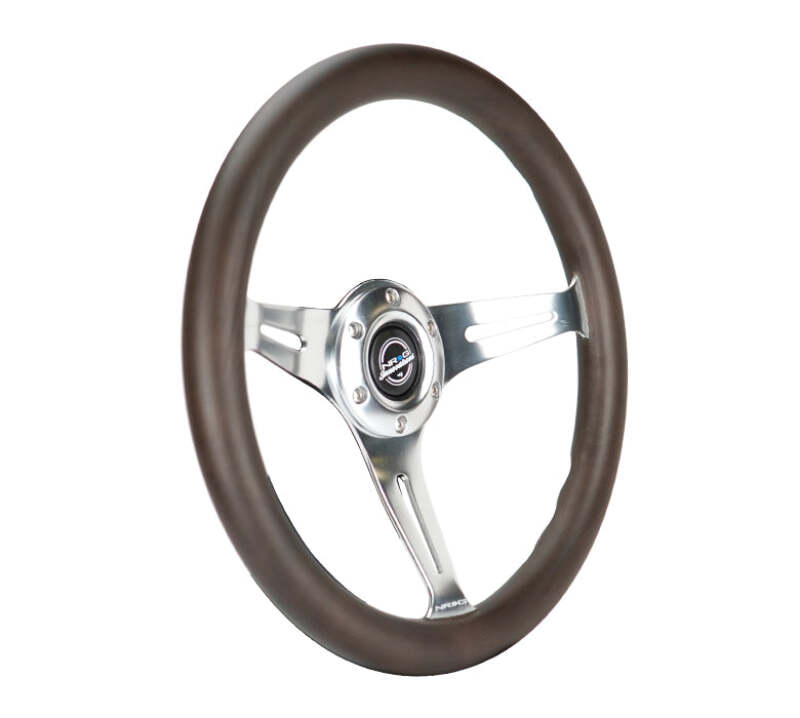 NRG Classic Wood Grain Wheel - 350mm 3 Chrome Silver Spokes Oak Color Wood-thumbmail-3