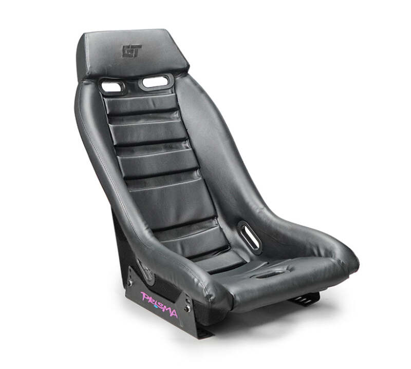 NRG GT Retro Bucket Seat - Black PVC Leather Black Stitching Black Fiberglass Back-thumbmail-1