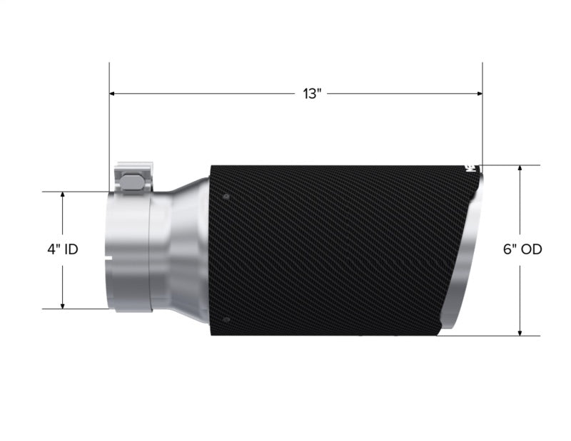 MBRP Universal Carbon Fiber Tip 6in OD/4in Inlet/12in L - Angle Cut Tip-thumbmail-2