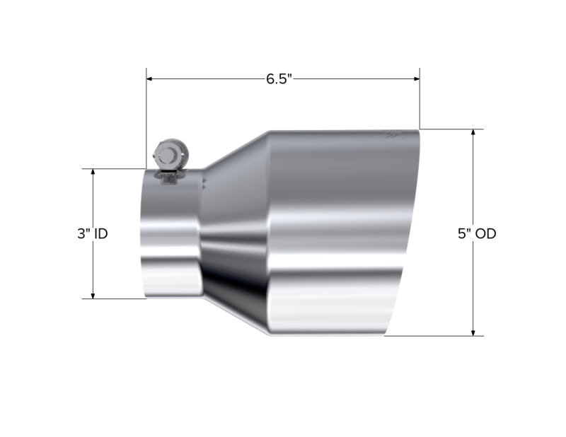 MBRP Universal T304 Stainless Steel Tip, 3in ID / 5in OD Out / 6.5in Length / Angle Cut  Single Wall-thumbmail-2