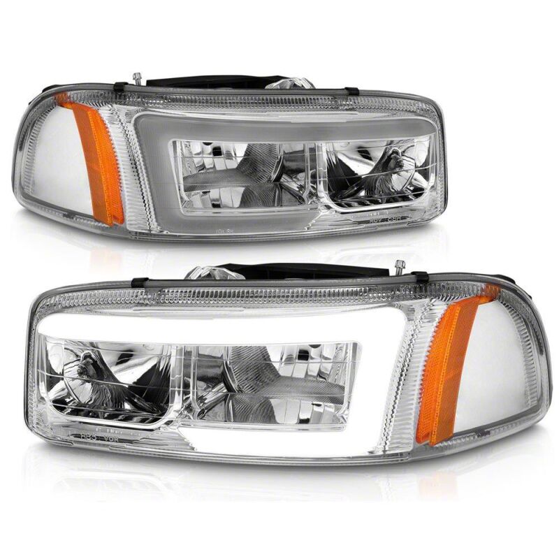 Raxiom 99-06 Chevrolet Sierra 1500 Axial Series LED DRL Headlights- Chrome Housing- Clear Lens-thumbmail-1