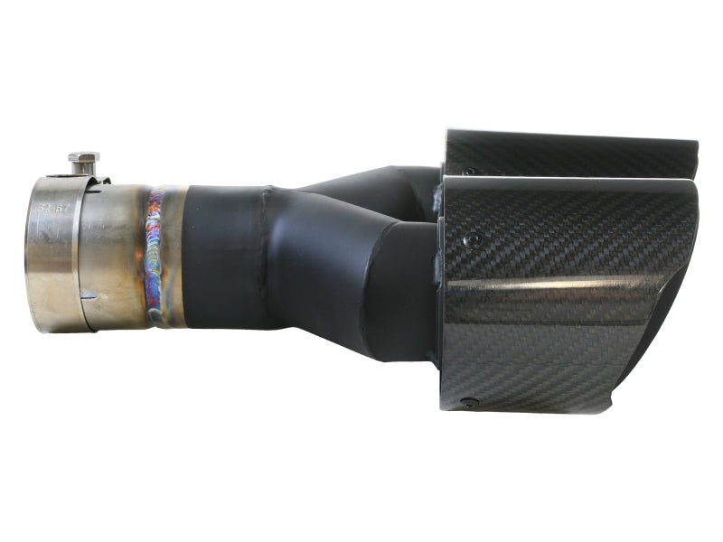 aFe Takeda 2.5in 304 Stainless Steel Clamp-on Exhaust Tip Driver side 2.5in Inlet 4in Dual-Carbon-thumbmail-2
