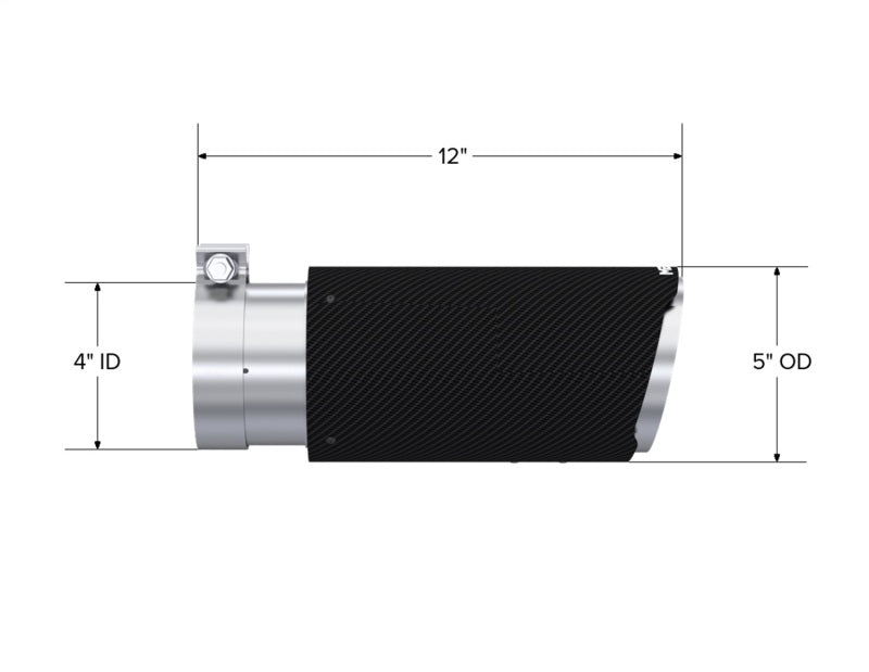 MBRP Universal Carbon Fiber Tip 4in ID/5in OD/12in L Dual Wall Angle Cut-thumbmail-2
