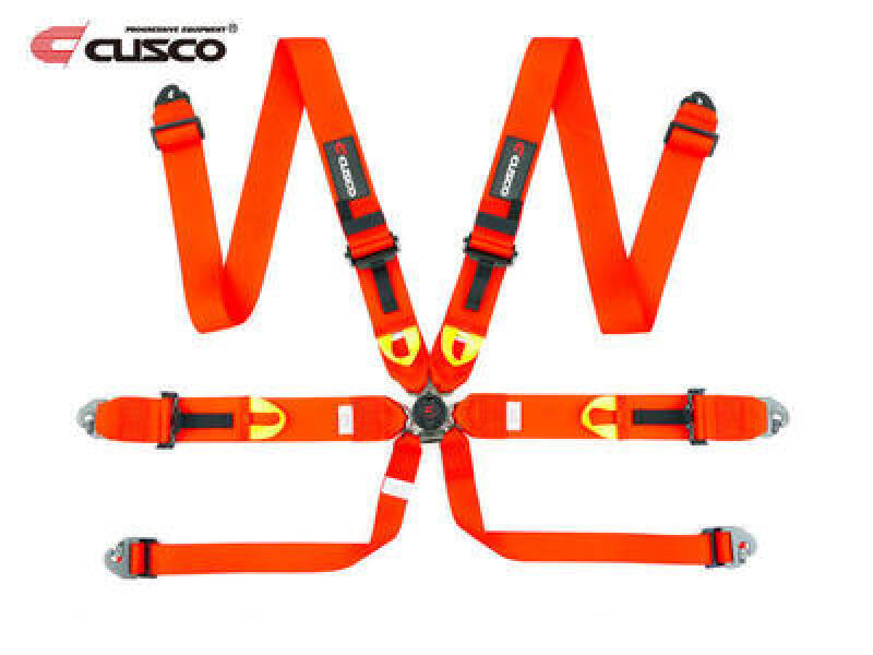 Cusco Universal 6 Point 3in Shoulder 3in Lap w/ Eyebolts (7/16-20UNF Thread) FIA Racing Harness- Red-thumbmail-1