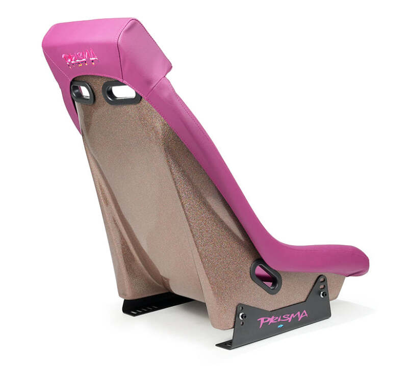 NRG GT Retro Bucket Seat - Wine PVC Leather Wine Stitching Rose Gold Fiberglass Back w/ Glitter-thumbmail-2