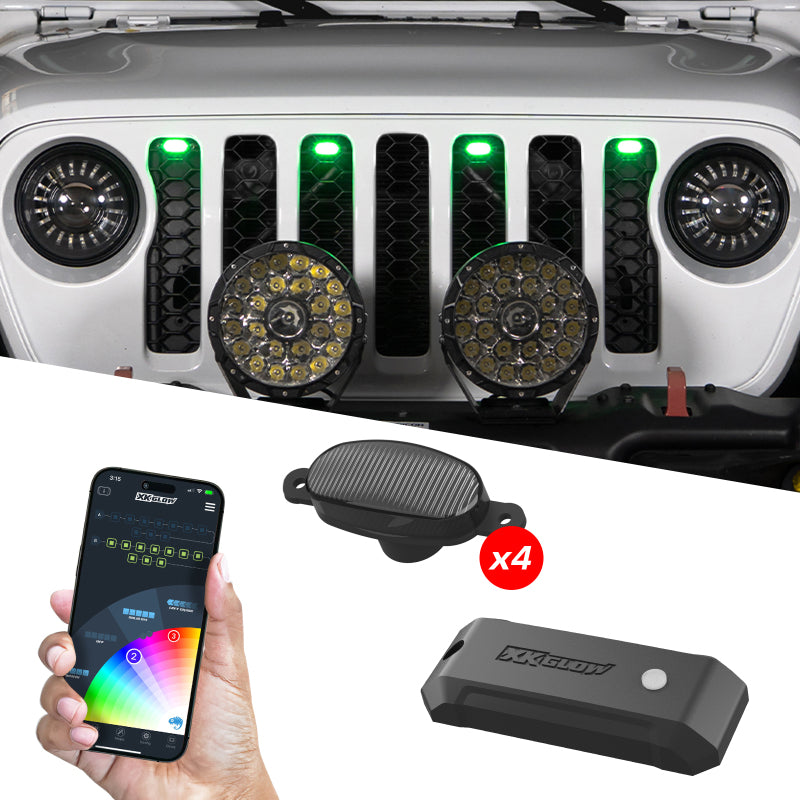 XK Glow XKmax Pre-Runner Style RGBW LED Grill Pods - 4pc-thumbmail-1