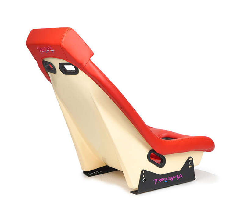 NRG GT Retro Bucket Seat - Red PVC Leather Red Stitching Off-White Fiberglass Back-thumbmail-2