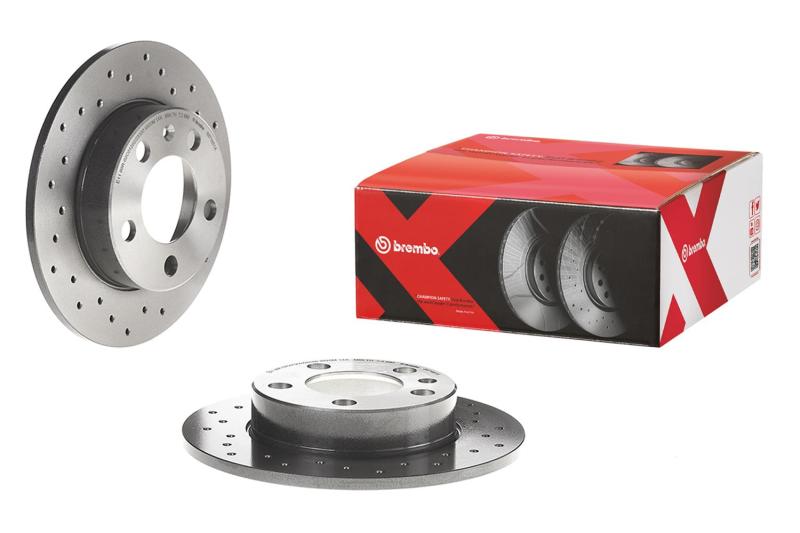 Brembo 00-06 Audi TT/98-10 VW Beetle/99-06 Golf Rear Premium Xtra Cross Drilled UV Coated Rotor-thumbmail-1