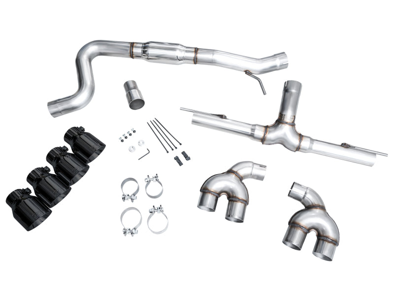 AWE MK8 Volkswagen Golf R 3in Track Edition Quad Exhaust - Diamond Black Tips-thumbmail-11