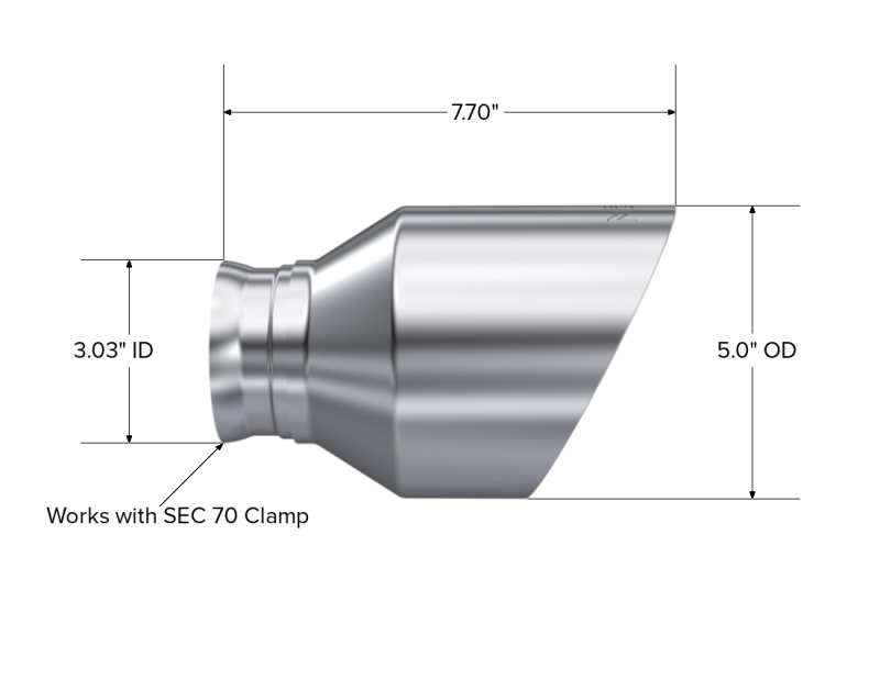 MBRP 15-23 Dodge Charger 5.7L/6.2L/6.4L T304 3in ID / 5in OD Out / 8in Length Angle Cut SS Tip-thumbmail-2