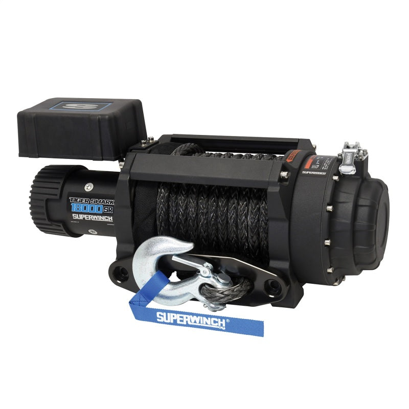 Superwinch 18000 LBS 12V DC 33/64in x 79 ft Synthetic Rope Tiger Shark 18000SR Winch-thumbmail-1
