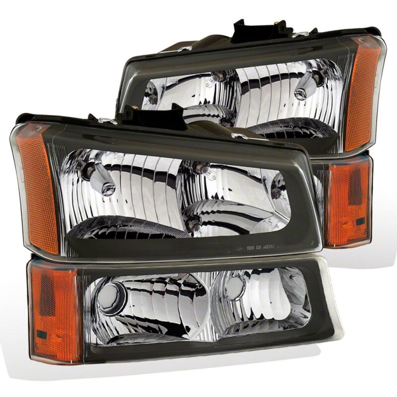 Raxiom 03-06 Chevrolet Silverado 1500 Axial Series Euro Headlights- Black Housing- Clear Lens-thumbmail-1