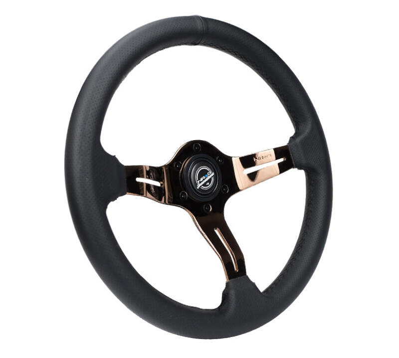 NRG Light Weight Gaming Steering Wheel - Spllitz 350mm 3 Rose Gold Spokes Slits - Leather-thumbmail-2