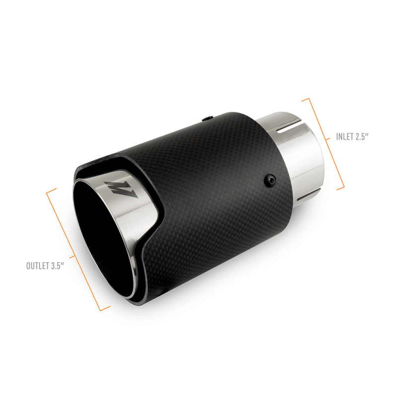 Mishimoto Carbon Fiber Muffler Tip 2.5in Inlet 3.5in Outlet M Polished-thumbmail-2