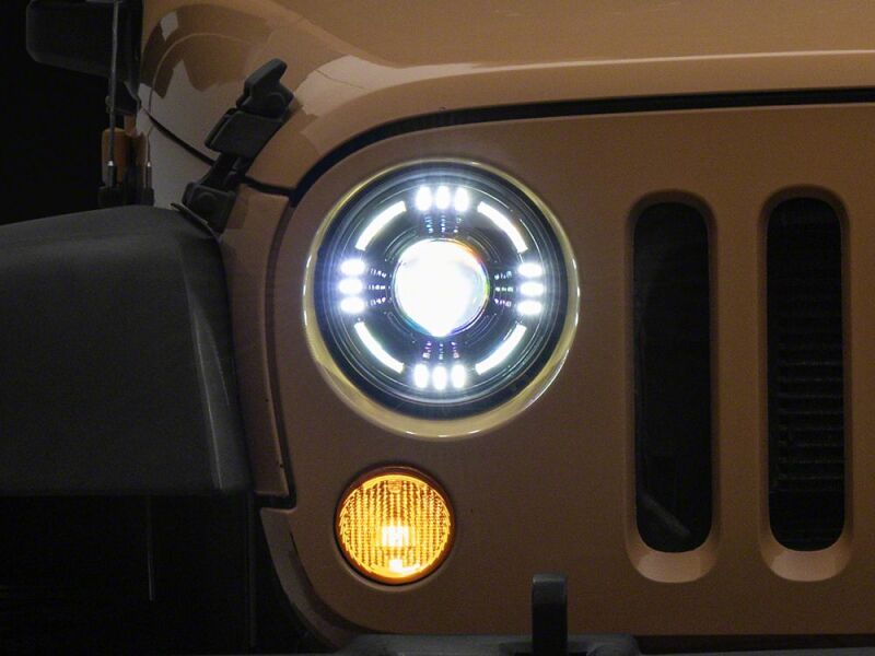 Raxiom 07-18 Jeep Wrangler JK Axial Series Quatro LED Headlights- Black Housing- Clear Lens-thumbmail-1
