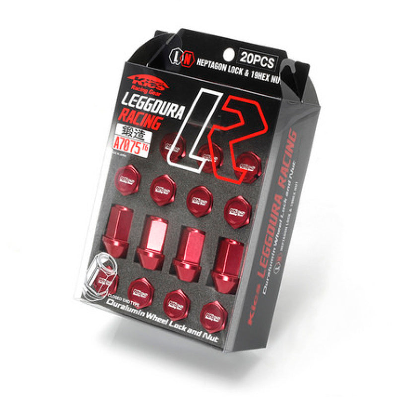 Project Kics 12X1.25 Red Leggdura Racing Lug Nuts (Laser Logo) - 20 PCS-thumbmail-1