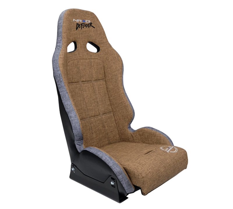 NRG Defender Seat Steel Frame Suspension - Brown w/ Gray Trim w/ Defender Logo - w/ Side Bracket-thumbmail-1