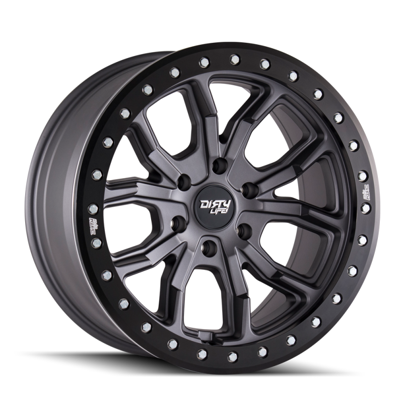 Dirty Life 9303 DT-1 17x9/6x139.7 BP/-12mm Offset/106mm Hub Matte Gunmetal Wheel - Beadlock-thumbmail-2