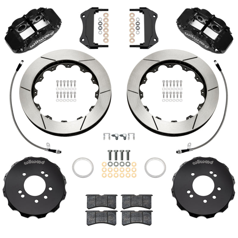 Wilwood 99-02 Nissan Skyline Superlite 6R Front BBK w/ 12.88in Slotted Rotors & Flexlines - Black-thumbmail-1
