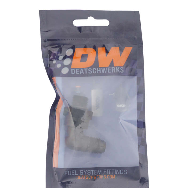 DeatschWerks 6AN ORB Male Swivel to 90-Degree 6AN Male Flare - Anodized Matte Black-thumbmail-2