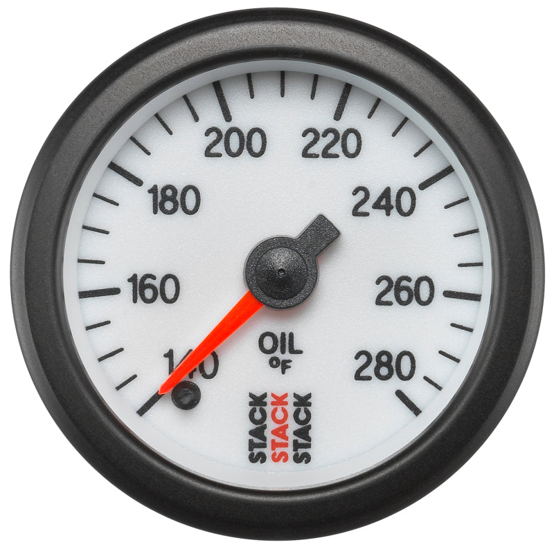Autometer Stack 52mm 140-280 Deg F 1/8in NPTF Male Pro Stepper Motor Oil Temp Gauge - White-thumbmail-1