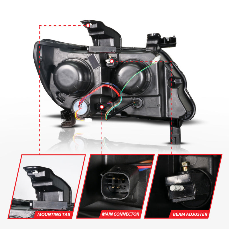 ANZO 15-22 Chevy Colorado Blk Housing Full LED DRL Projector Headlight w/ Sequential Light Bar-thumbmail-3