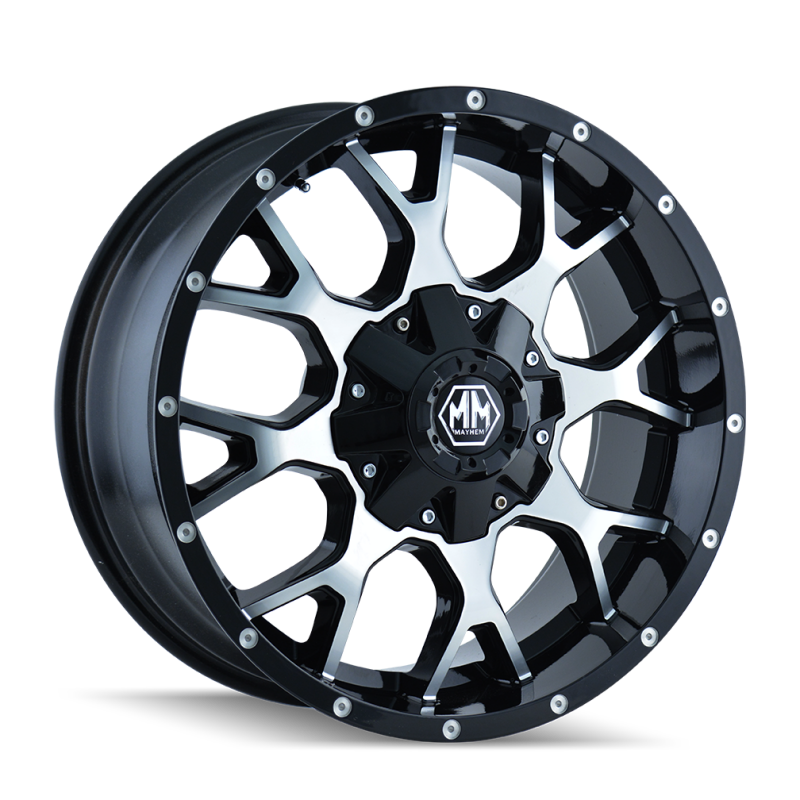 Mayhem 8015 Warrior 20x9 / 8x165.1 BP / 18mm Offset / 124.1mm Hub Gloss Black Milled Wheel-thumbmail-1