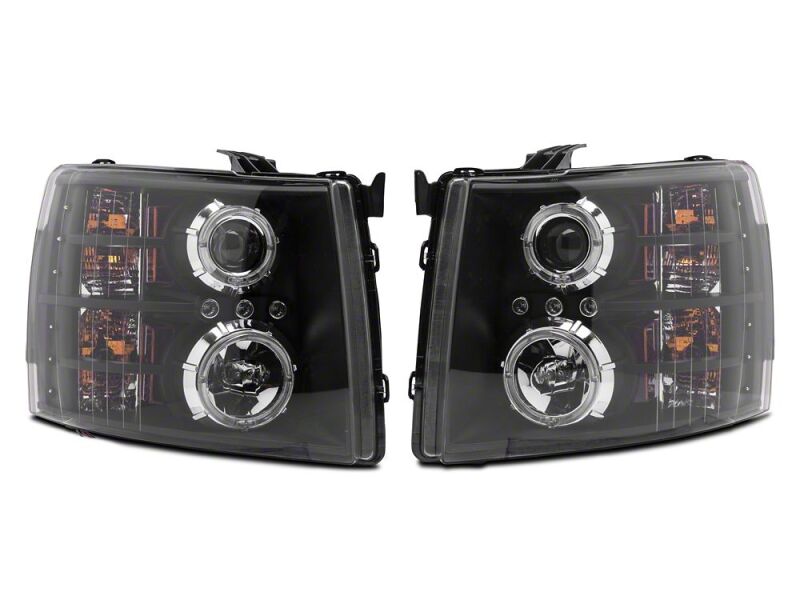 Raxiom 07-13 Chevrolet Silverado 1500 LED Halo Projector Headlights- Black Housing- Clear Lens-thumbmail-2