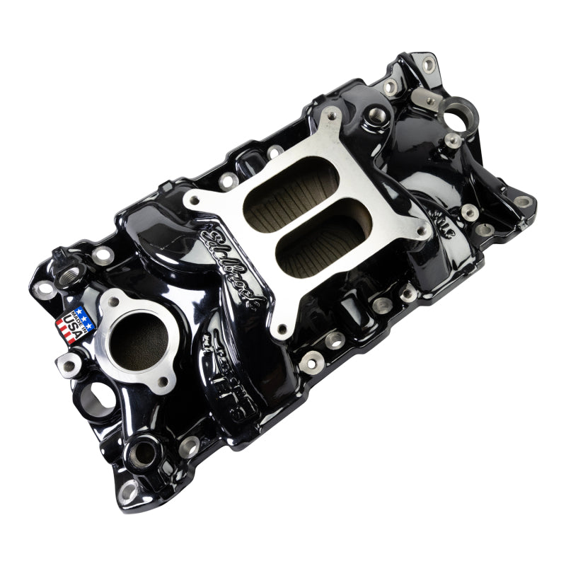 Edelbrock Chevy SB Performer EPS Manifold w/ Oil Fill Tube - Black Plasma-thumbmail-3
