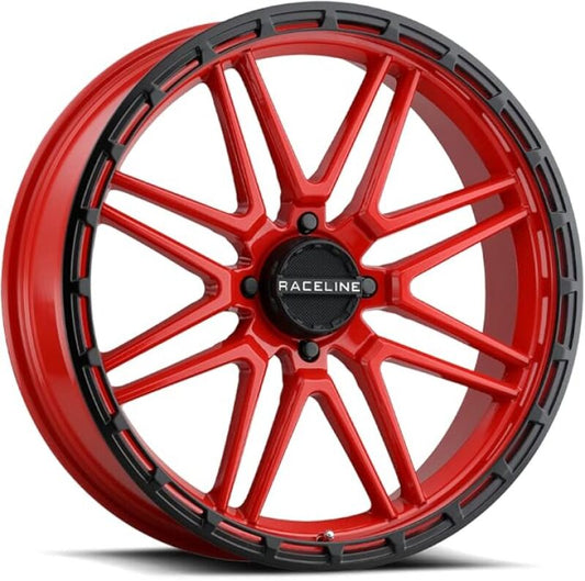 Raceline A11RB Krank-XL 20x7in / 4x156 BP / 0mm Offset / 132.5mm Bore - Red/Black Wheel