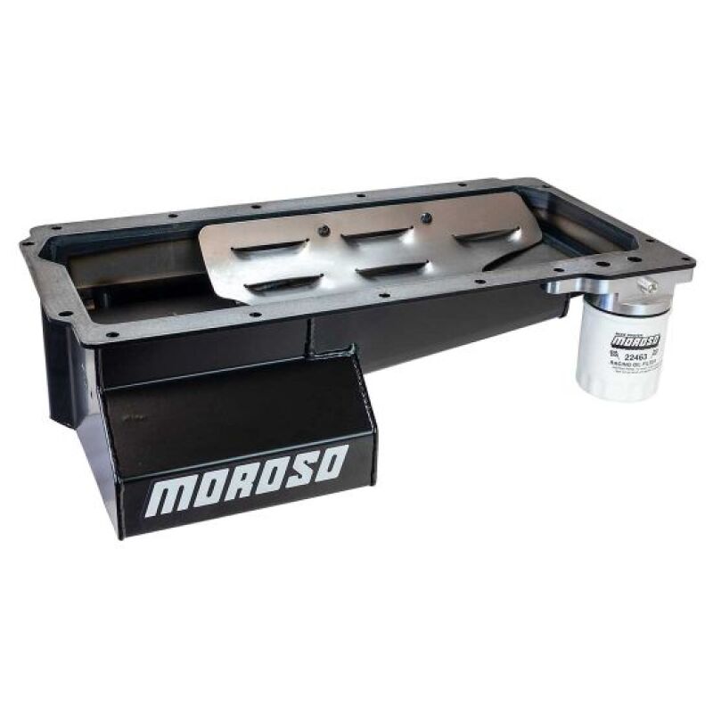 Moroso GM LS/Dart LS Next Skirted Ultra 4 Truck Wet Front Sump 7qt 6in Deep Steel Oil Pan-thumbmail-1