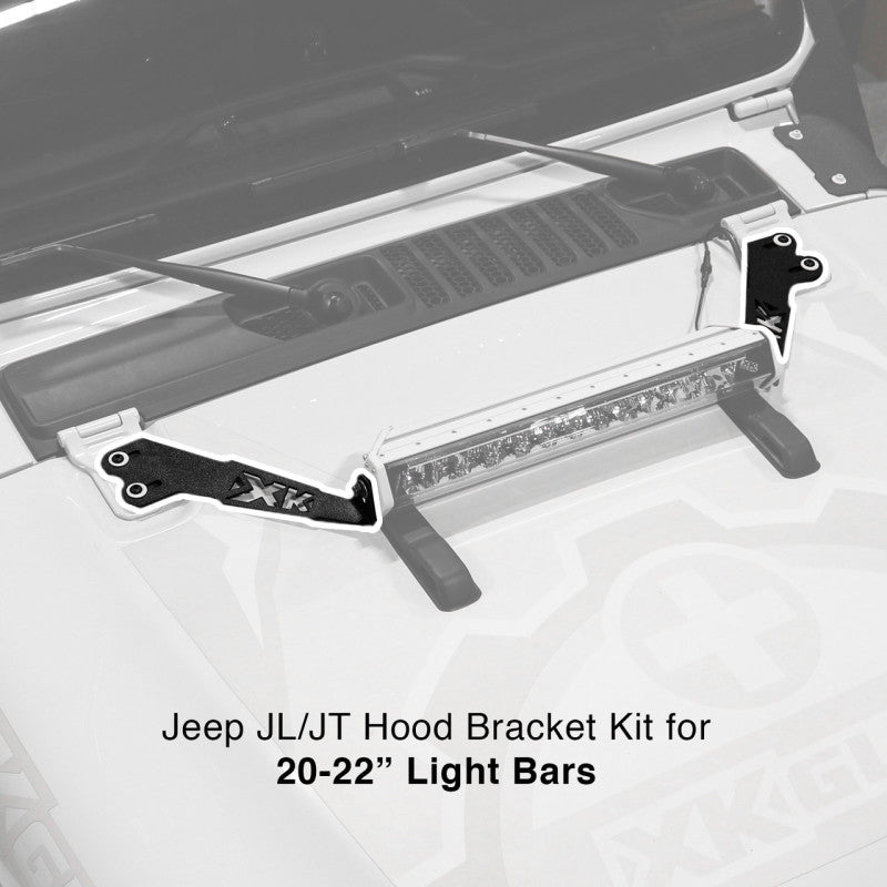 XK Glow Jeep JL JT Hood Light Bar Bracket Kit 20In-thumbmail-1