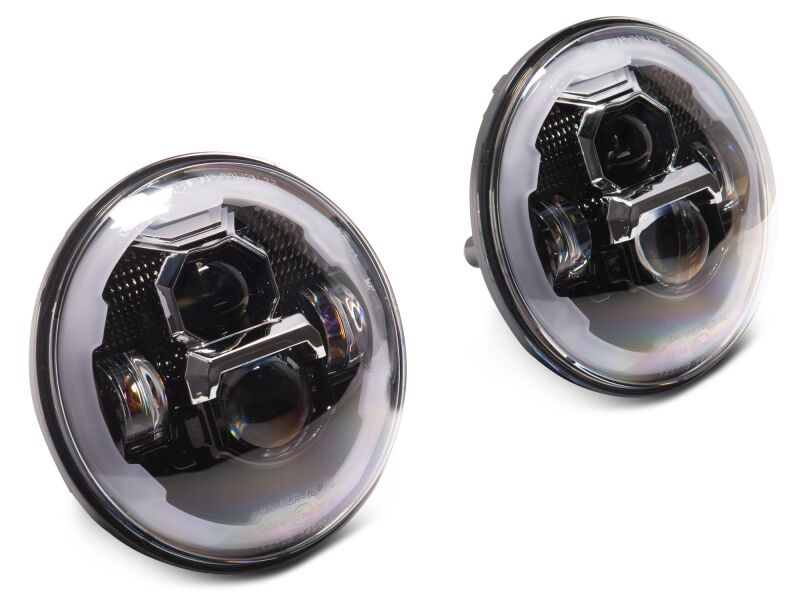 Raxiom 07-18 Jeep Warngler Axial Series 7-Inch LED Headlights w DRL/ Black Housing - Clear Lens-thumbmail-2