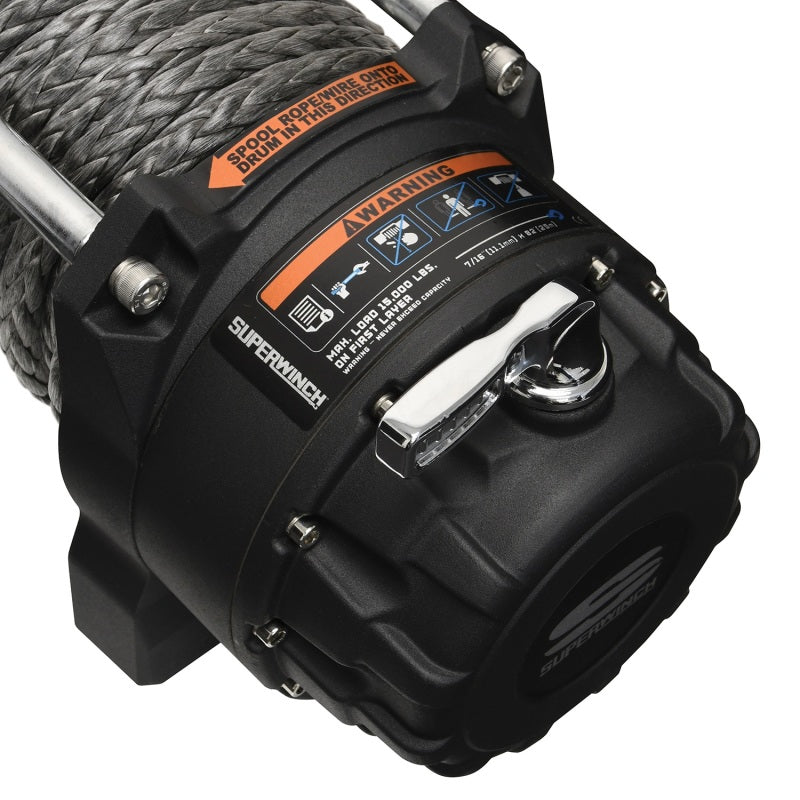 Superwinch 15000 LBS 12V DC 15/32in x 78ft Synthetic Rope Tiger Shark 15000SR Winch-thumbmail-2
