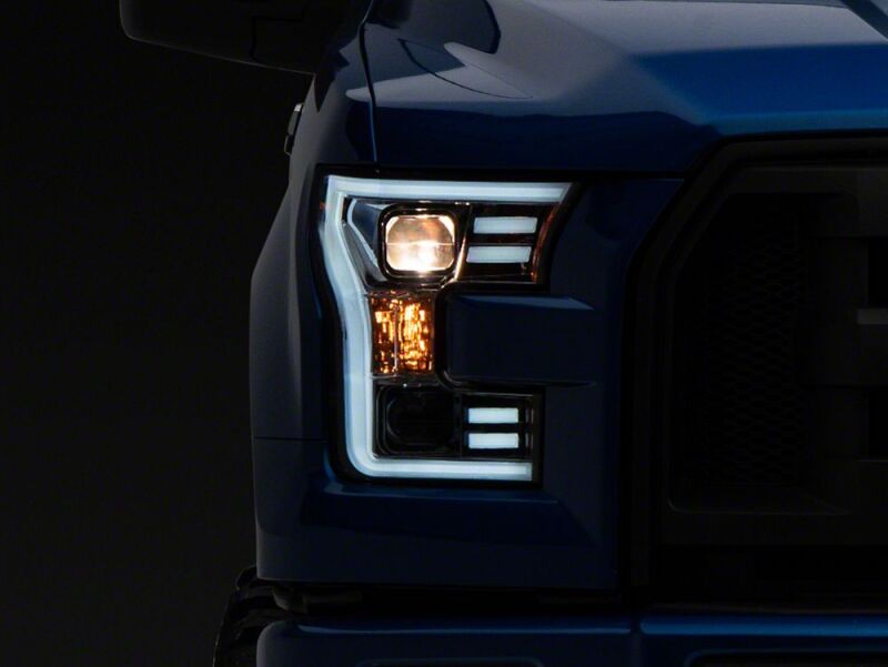 Raxiom 15-17 Ford F-150 Projector Headlights with LED Accent- Chrome Housing- Clear Lens-thumbmail-1