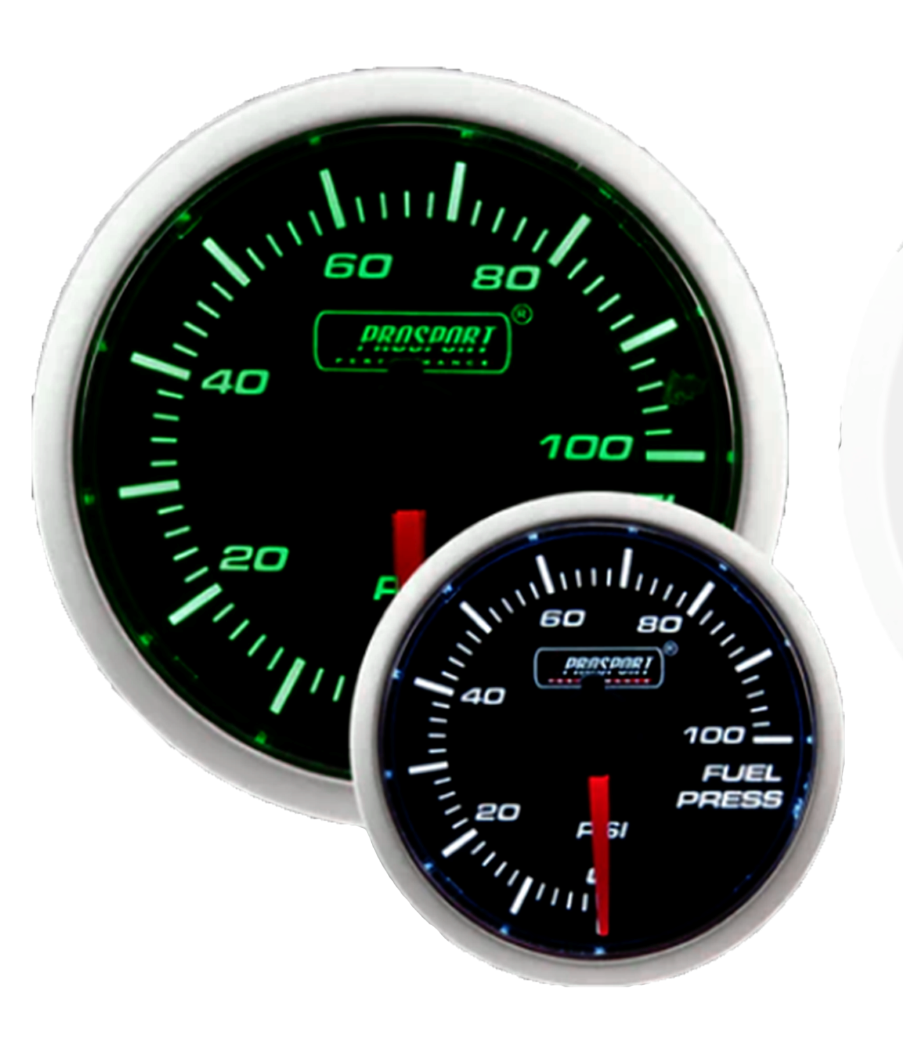 2-1/16" Green/White Fuel Pressure Gauge-thumbmail-1