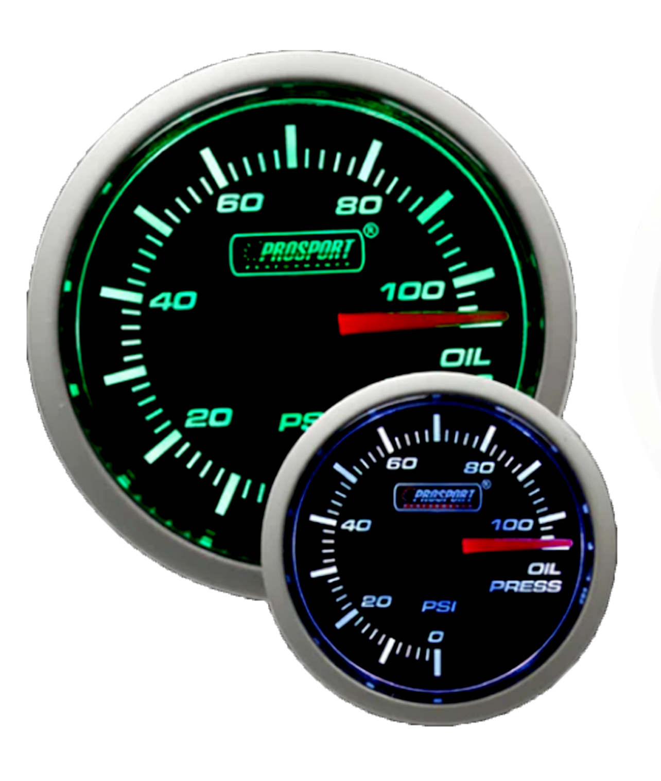 2-1/16" Green/White Oil Pressure Gauge-thumbmail-1