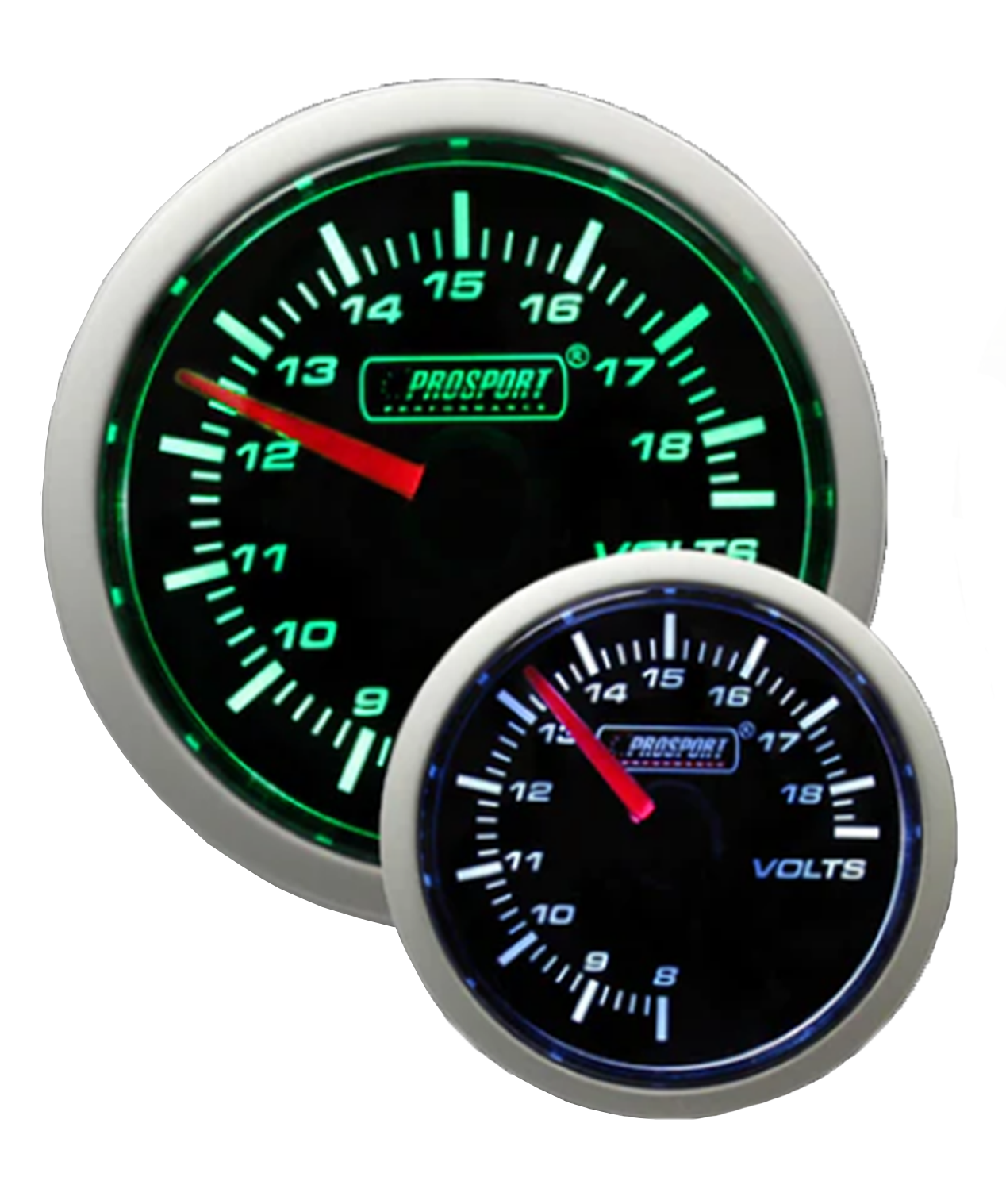 2-1/16" Green/White Volt Gauge-thumbmail-1