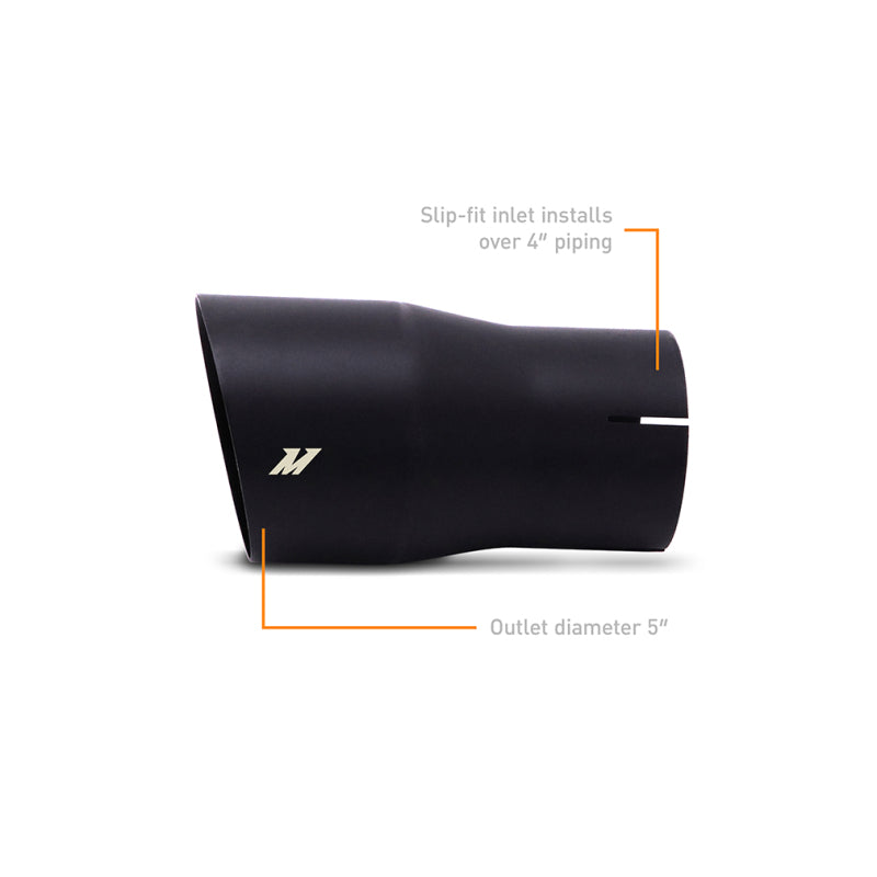 Mishimoto Clamo-On Single Wall Exhaust Tip 5in Outlet - Black-thumbmail-2