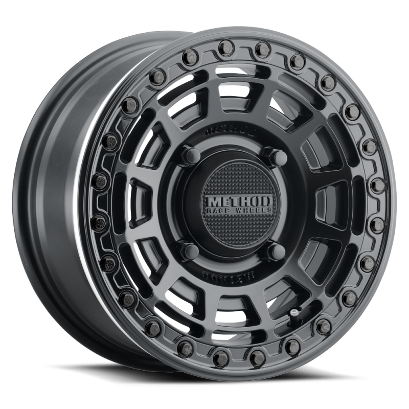 Method MR415 Beadlock 15x7 / 5+2/38mm Offset / 4x136 / 106mm CB Matte Black Wheel - Gloss Black Ring-thumbmail-1