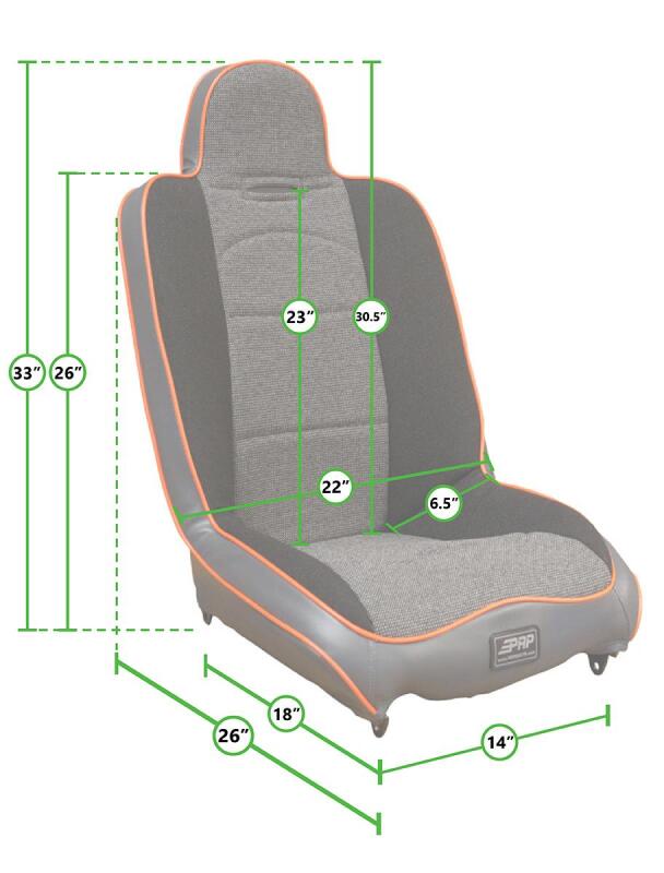 PRP Daily Driver High Back Suspension Seat- Black/Orange Vinyl-thumbmail-2