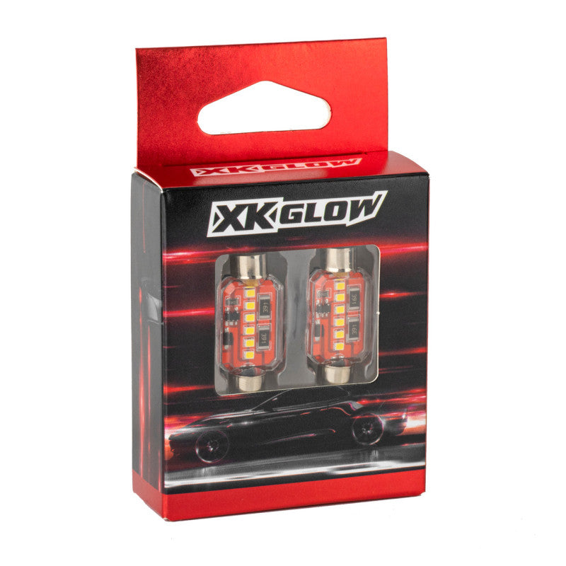 XK Glow White Festoon Error Free Ultra Bright LED Bulbs w/ Built-in Canbus 2pc 36mm-thumbmail-1