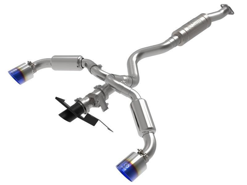 aFe 23-24 Toyota GR Corolla L3 1.6L (t) Gemini XV 3in to 2-1/2in Cat Back Exhaust w/ Blue Flame Tips-thumbmail-1
