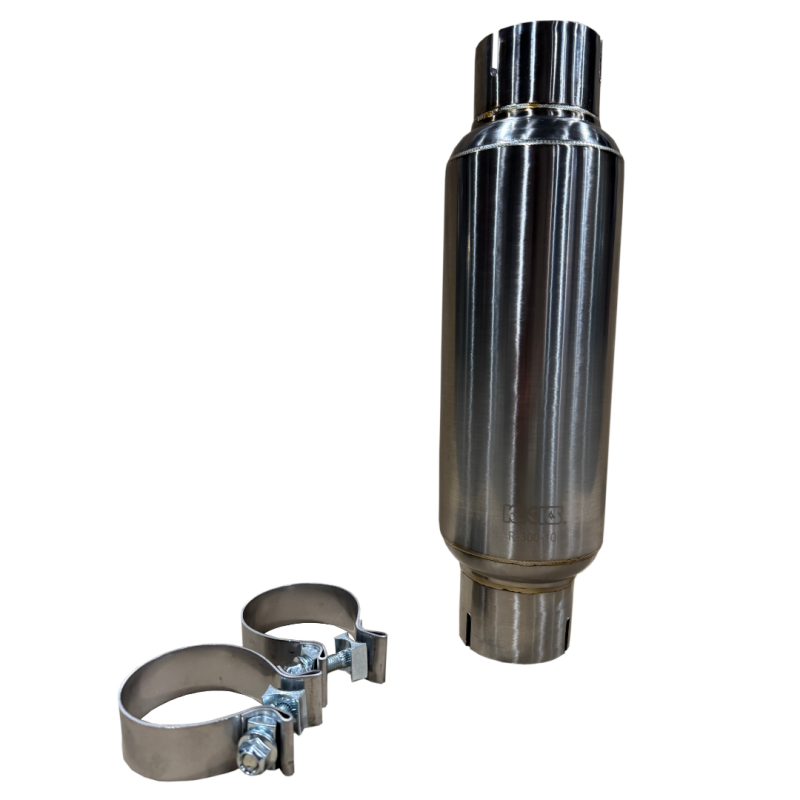 Kooks 3in Round Clamp In Muffler 10in Long Body Polished Stainless Steel-thumbmail-2
